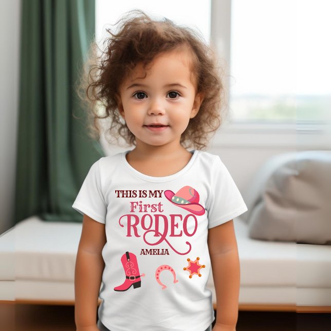 T-shirt Pour Bébé Cowgirl My 1st Rodeo Baby girl premier anniversair (Créateur téléchargé)