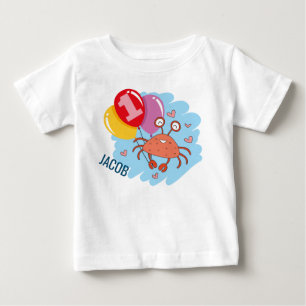 T-shirt Pour Bébé Crabe coloré mignon 1er anniversaire
