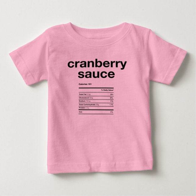 T-shirt Pour Bébé Cranberry Sauce Information nutritionnelle (Devant)