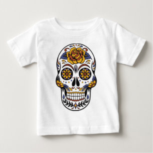 T-shirt Pour Bébé Crâne à sucre rose jaune