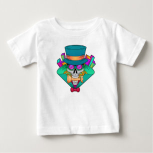 T-shirt Pour Bébé Crâne aux échecs avec pièce d'échecs Rook