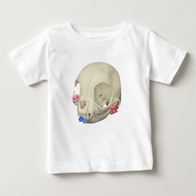T-shirt Pour Bébé Crâne de chat avec Flore (Devant)