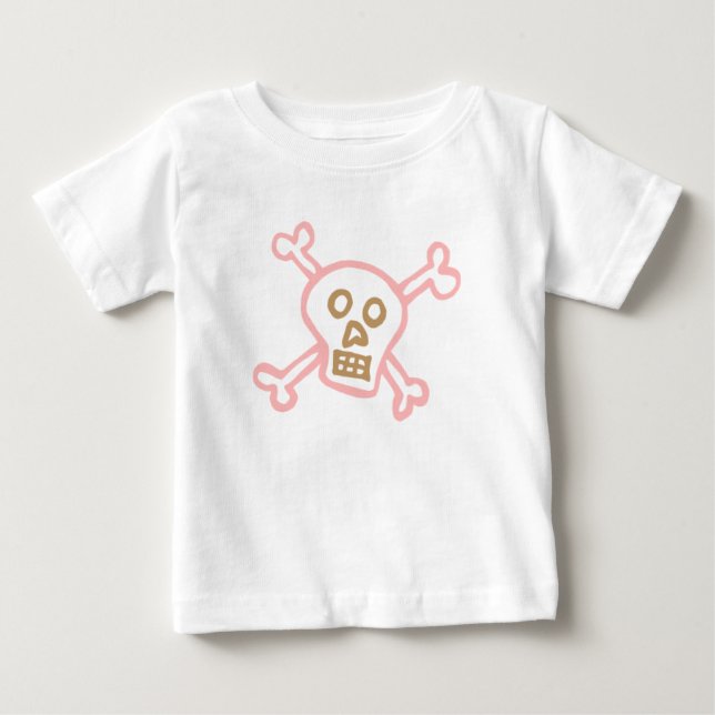 T-shirt Pour Bébé Crâne de fille et os croisés (Devant)