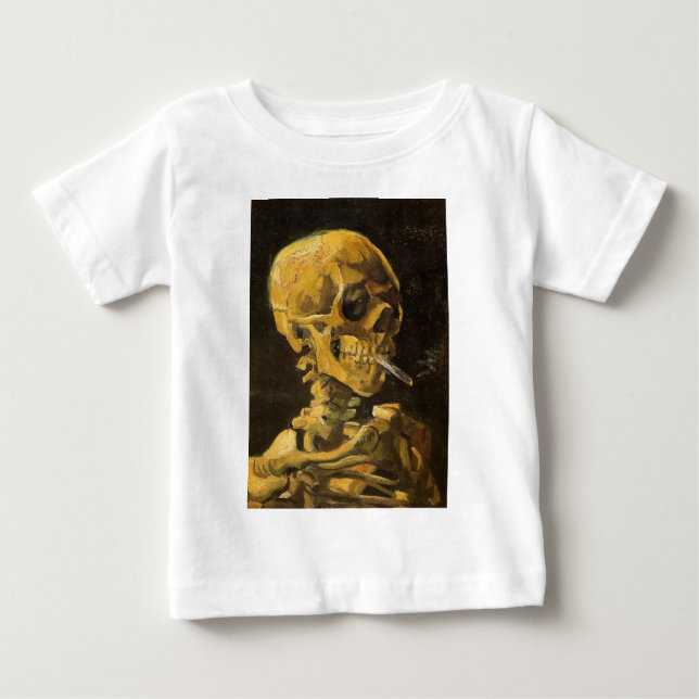 T-shirt Pour Bébé Crâne de Van Gogh avec la cigarette brûlante (Devant)