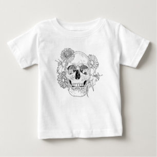 T-shirt Pour Bébé Crâne et fleurs inspirés