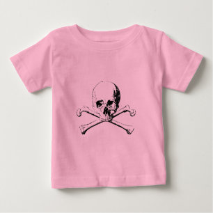 T-shirt Pour Bébé Crâne noir et blanc et os