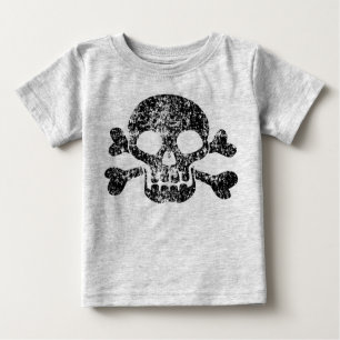 T-shirt Pour Bébé Crâne usé et os croisés