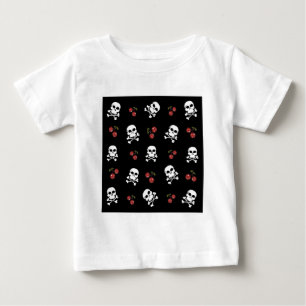 T-shirt Pour Bébé Crânes et cerises Rockabilly RAB sur fond noir