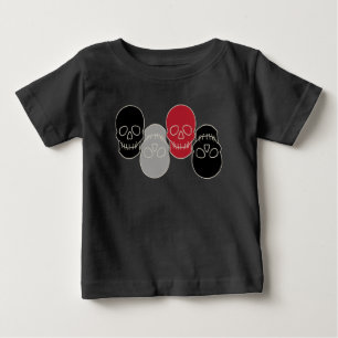 T-shirt Pour Bébé Crânes - Noir de chauve-souris et Blanc d'os