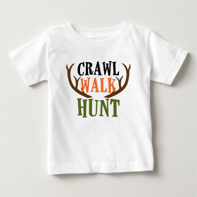 T-SHIRT POUR BÉBÉ CRAWL, MARCHE, CHASSE (Devant)