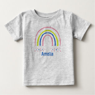 T-shirt Pour Bébé Crayon Rainbow Confetti Personnalisé