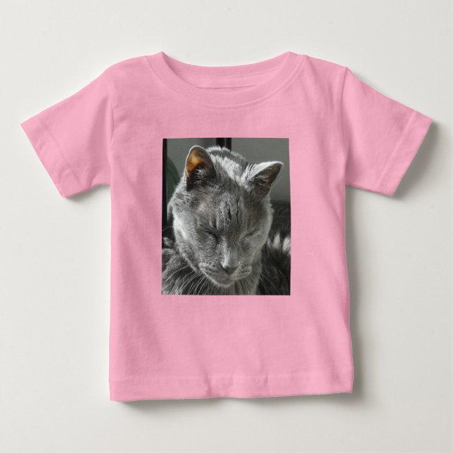 T-shirt Pour Bébé Creeper bébé chat gris Onsie (Devant)