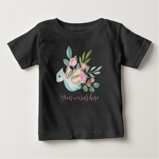 T-shirt Pour Bébé Créez votre propre jolie fille Dinosaur & Roses