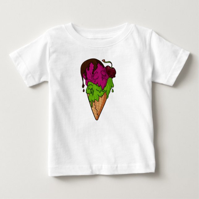 T-shirt Pour Bébé Crème glacée de crâne de Berry doux mortel (Devant)