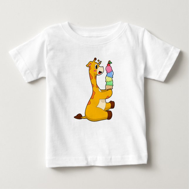 T-shirt Pour Bébé Crème glacée Giraffe gaufre (Devant)
