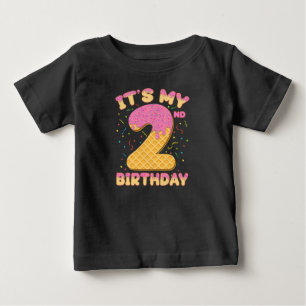 T-shirt Pour Bébé Crème glacée mignonne C'est mon 2ème anniversaire 