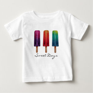 T-shirt Pour Bébé Crèmes Glacées Sucettes Mignonnes Aquarelle