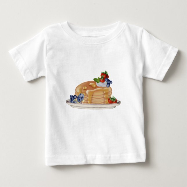 T-shirt Pour Bébé Crêpes Dessinées à la Main Baies Nourriture Petit  (Devant)