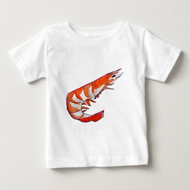 T-shirt Pour Bébé crevettes crevettes fruits de mer art kitsch (Devant)