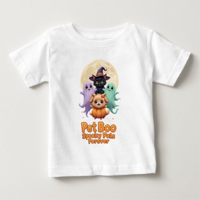 T-shirt Pour Bébé Crew Boo pour animaux de compagnie - Fantômes mign (Devant)