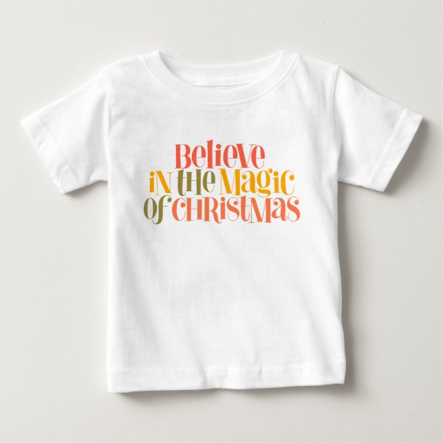 T-shirt Pour Bébé Croire à la magie de Noël - Style rétro (Devant)