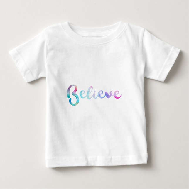 T-shirt Pour Bébé Croire la typographie de l'aquarelle (Devant)