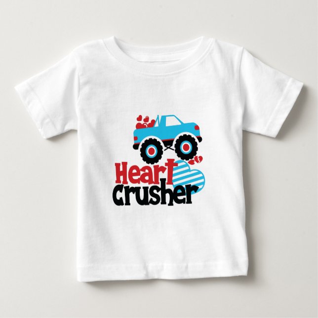 T-shirt Pour Bébé Croisière Coeur de Camion Monster bleu Valentine (Devant)