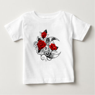 T-shirt Pour Bébé Croissant mécanique avec roses rouges