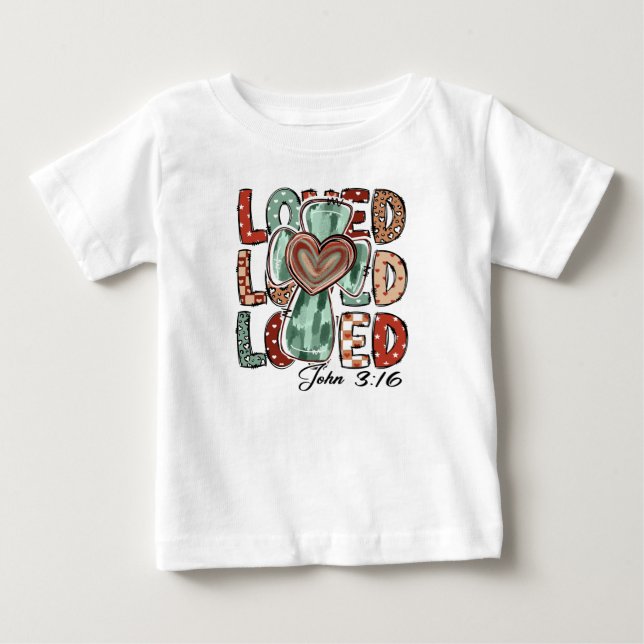 T-shirt Pour Bébé Croix chrétienne rétro aimé Jean 3:16 (Devant)