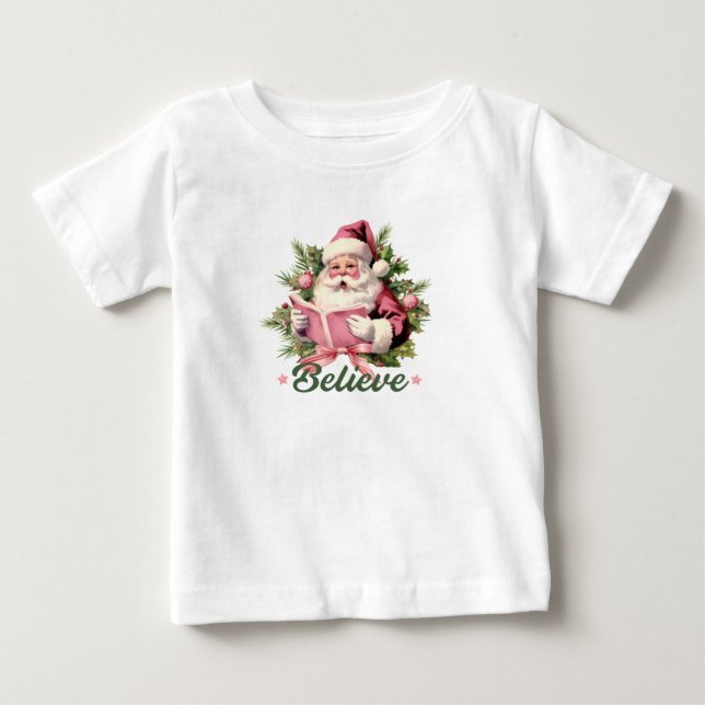 T-shirt Pour Bébé Croyez en Père Noël (Devant)