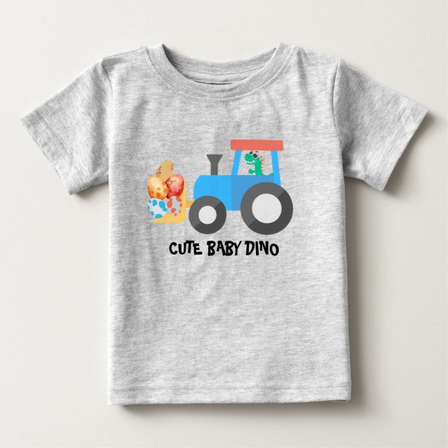 T-shirt Pour Bébé Cuisine oeuf dinosaure Construction Camion Enfant  (Devant)