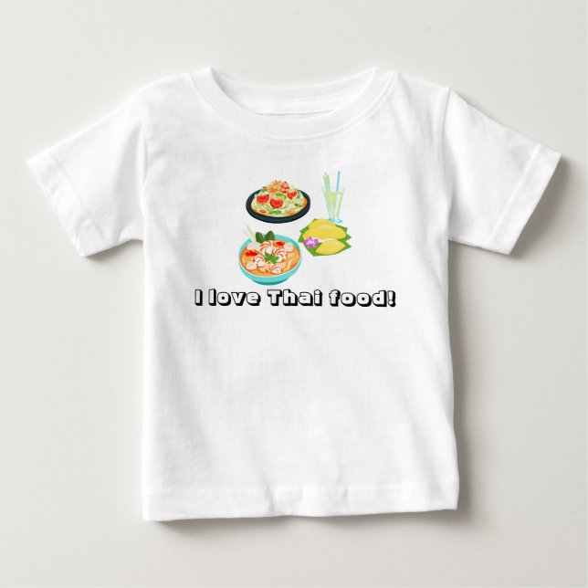 T-shirt Pour Bébé Cuisine thaïlandaise, boissons, fruits et formulat (Devant)