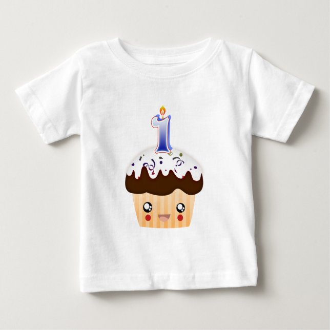 T-shirt Pour Bébé Cupcake T 1 an - Bleu (Devant)