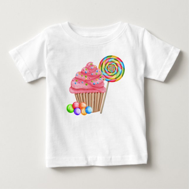 T-shirt Pour Bébé Cupcakes et bonbons Anniversaire T Chemise (Devant)