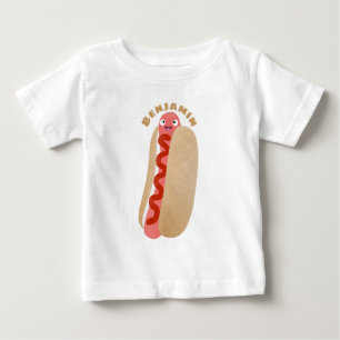 T-shirt Pour Bébé Curieux hot dog Weiner dessin animé