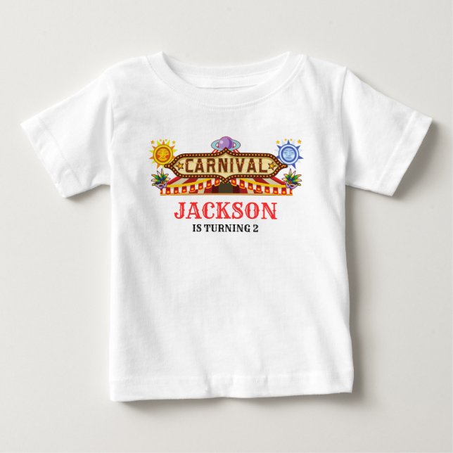 T-shirt Pour Bébé Curte Carnival Circus Anniversaire (Devant)