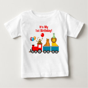T-shirt Pour Bébé Custom Birday Boy Zoo Safari Animal Lion Train