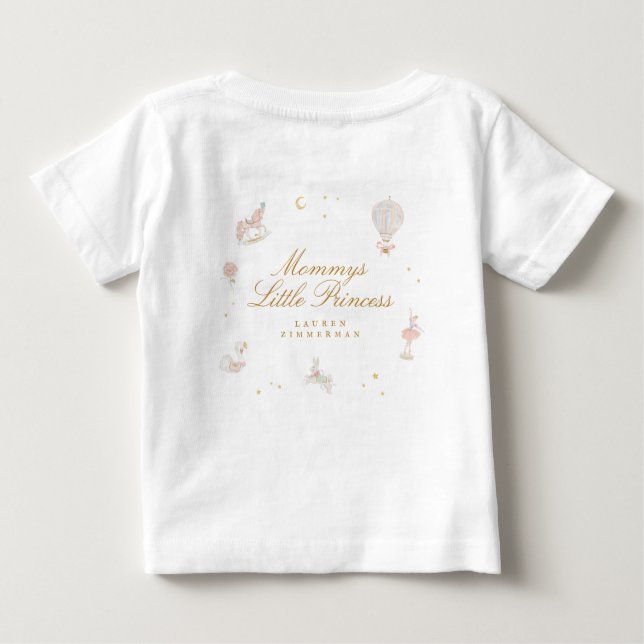 T-shirt Pour Bébé Custom Little Princess Jote Rose Girl Fairytale (Dos)