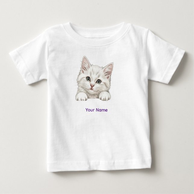 T-shirt Pour Bébé Custom Name Personalized Kitten Art Gift (Devant)