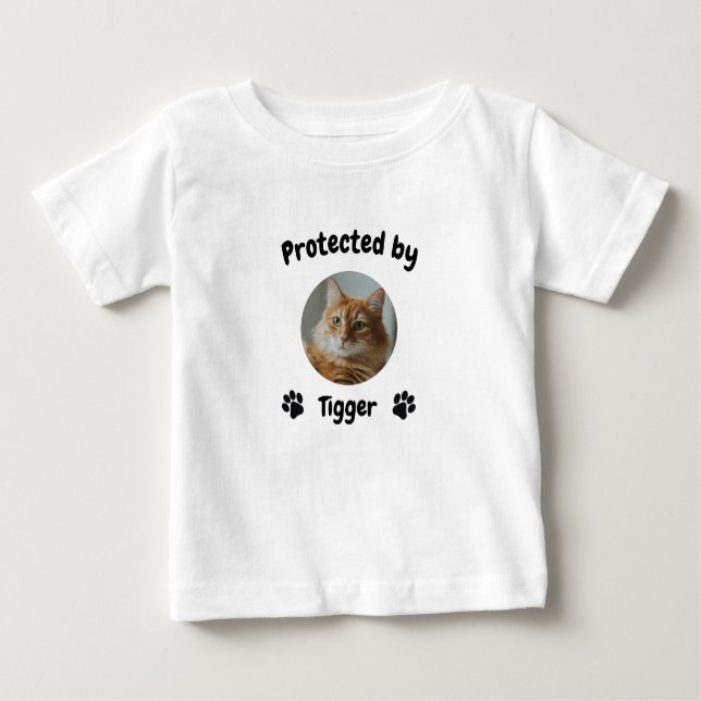 T-shirt Pour Bébé Custom Proctected by Cat, Personalized Cat Name (Devant)