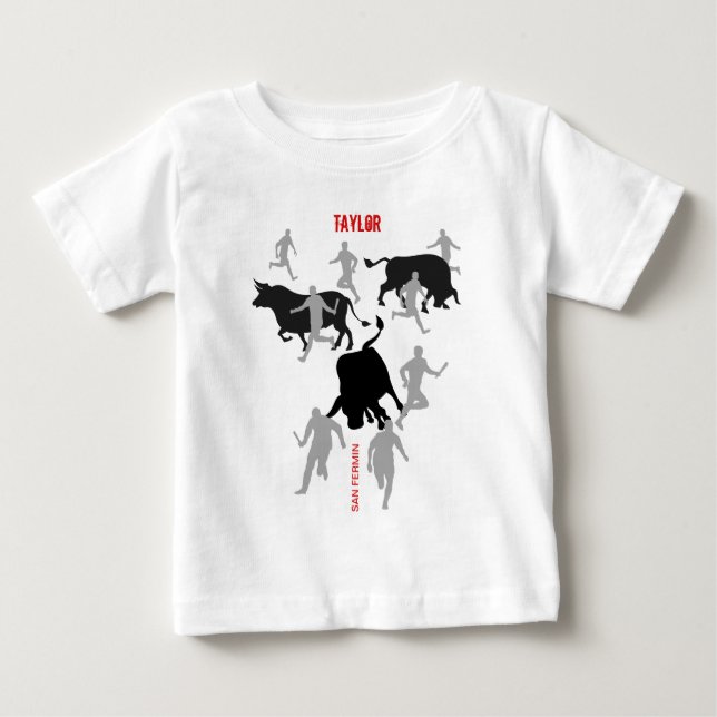 T-shirt Pour Bébé Custom, San Fermin Pamplona, encierro / Bull run, (Devant)