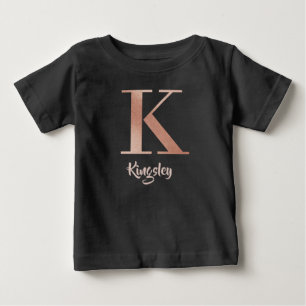 T-shirt Pour Bébé Customizable name rose gold letter K