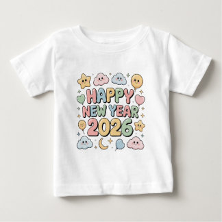 T-shirt Pour Bébé Cute Baby Cartoon New Year 2026 Illustration