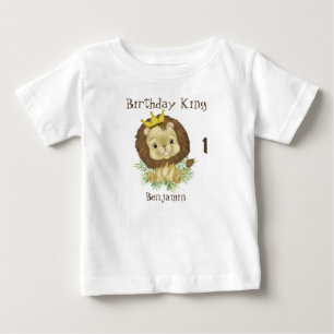T-shirt Pour Bébé Cute Baby Lion Aquarelle Thème Anniversaire Roi
