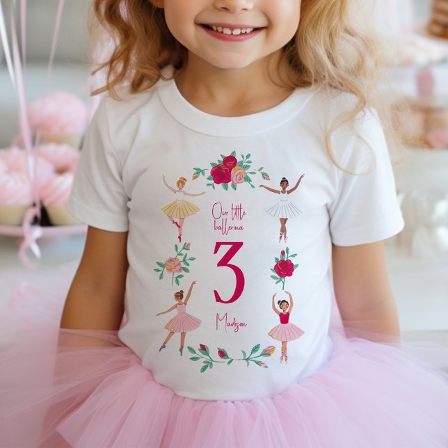 T-shirt Pour Bébé Cute Ballerina Fille fête d'anniversaire (Cute Ballerina Girl Birthday Party Baby T-Shirt)