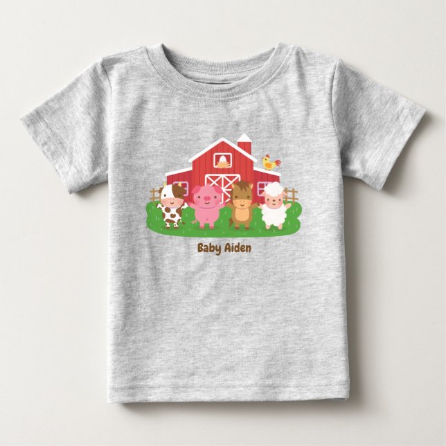 T-shirt Pour Bébé Cute Barn Farm Animals Baby (Devant)