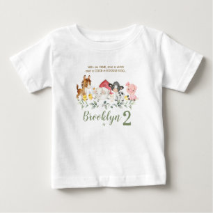 T-shirt Pour Bébé Cute Barnyard Farm Animaux 2e 3e Anniversaire tenu