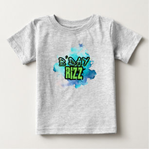 T-shirt Pour Bébé Cute B'Day Rizz Vert Et Monochromatique Bleu