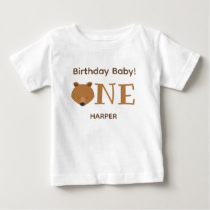 T-shirt Pour Bébé Cute Bear One Name 1er Anniversaire