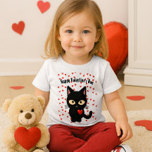 Cute Black Chat Saint Valentin Coeurs de vacances